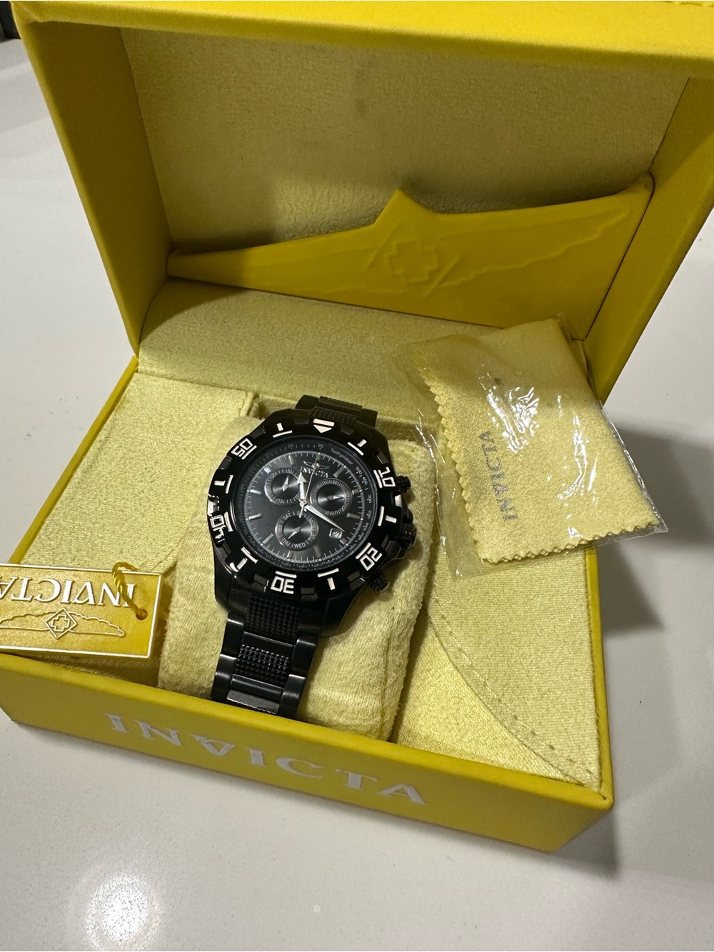 Invicta 6412 Specialty Chronograph Dive Watch Men 46mm Black Dial Black Tone